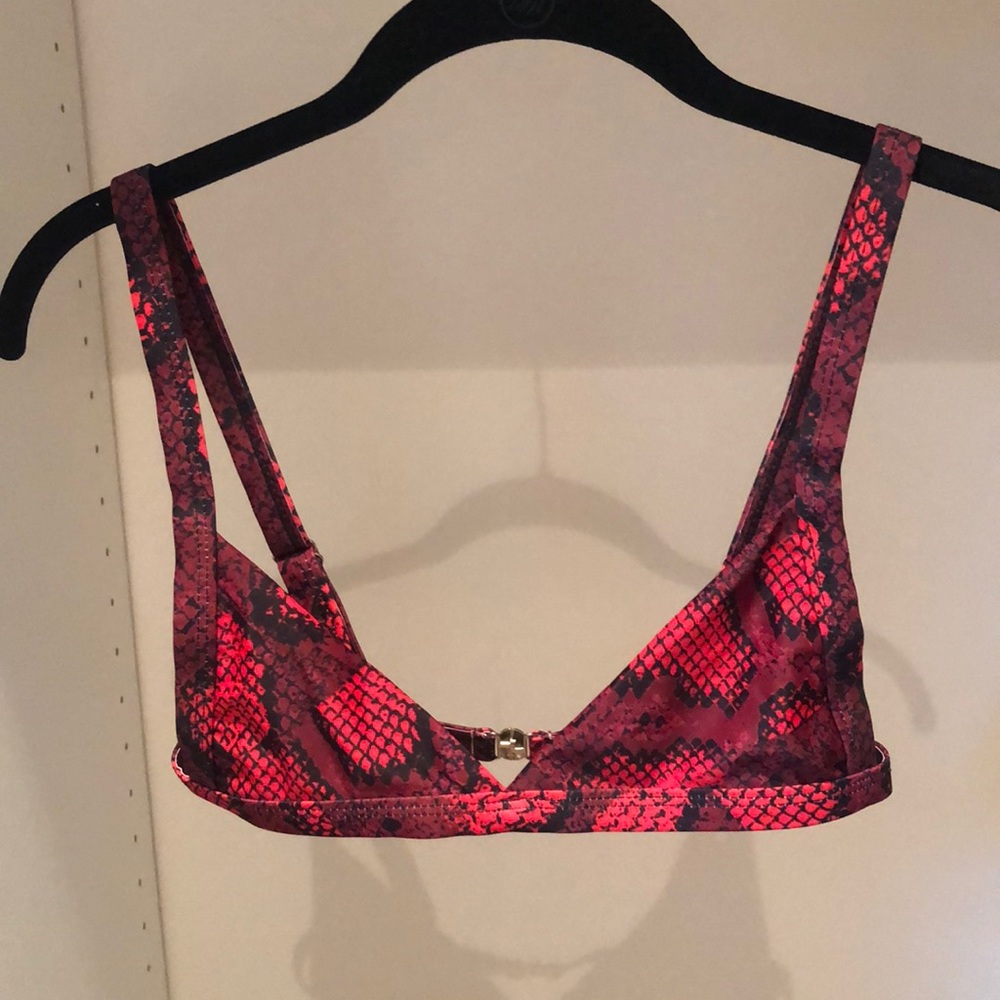 Red snake print bikini top